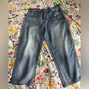 Anthropologie Women's Faded Blue Wide-Leg Jeans